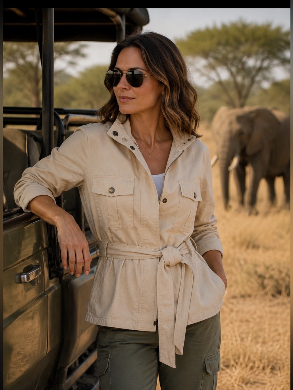 NWT- banana republic, beige, belted utility safari jacket . XXS